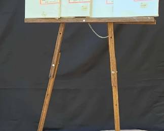 Wooden Art Easel And Mini Blank Canvases
