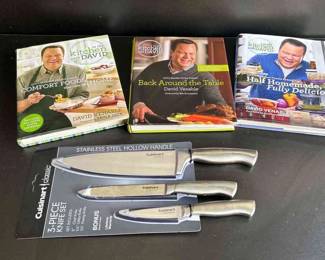 Healthy Cooking Set Books and Set of 3 Knives