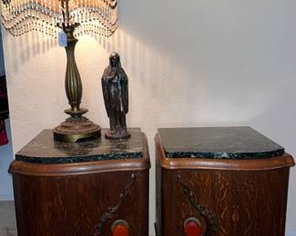 Antique humidor tables with Bakelite handles 