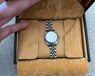 Rolex oyster perpetual with white Arabic face. 