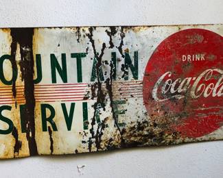 Vintage Coca Cola Fountain Service Tin Sign