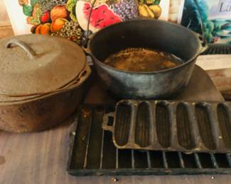 Cast iron pots, cornbread pans, etc….