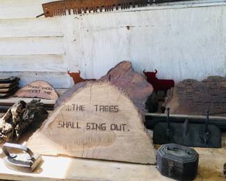 Sad irons, cricket boxes, wood wedges….