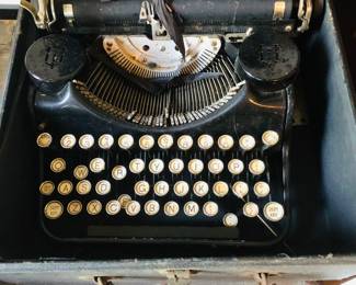 Old typewriter in case