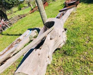 Troughs carved from trees on the property
