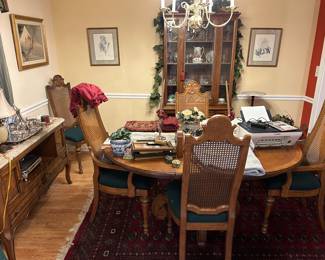 Drexel Table with 6 Cain back chairs 