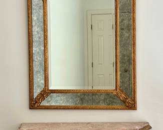 Louis XVI  Style Giltwood Mirror and wall mounted marble topped console