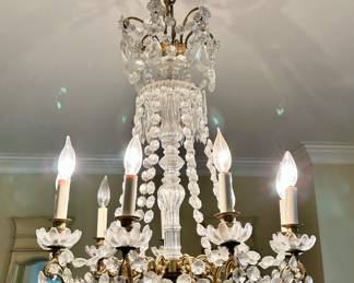 Louis XVI style crystal six-light chandelier