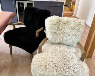 Restoration Hardware Sheepskin Dining Chairs (5 white and 1 black available)