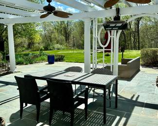Outdoor Crate & Barrel Table. Approx 29.5” H x 79” W x  35.5” D