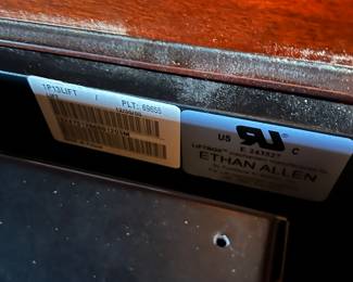 	#32	Ethan Allen 2 piece cabinet w/shelves and hidden plasma tv lift 65x24x89 	 SOLD