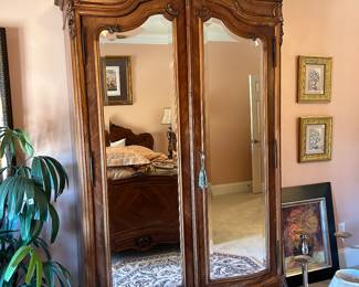 	#64	Antique wardrobe with beveled mirror doors 50x17x96"	 SOLD			
