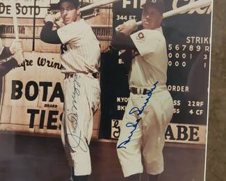 Mantle DiMaggio Mays Snider Autographed Framed 16 x 20 Photo