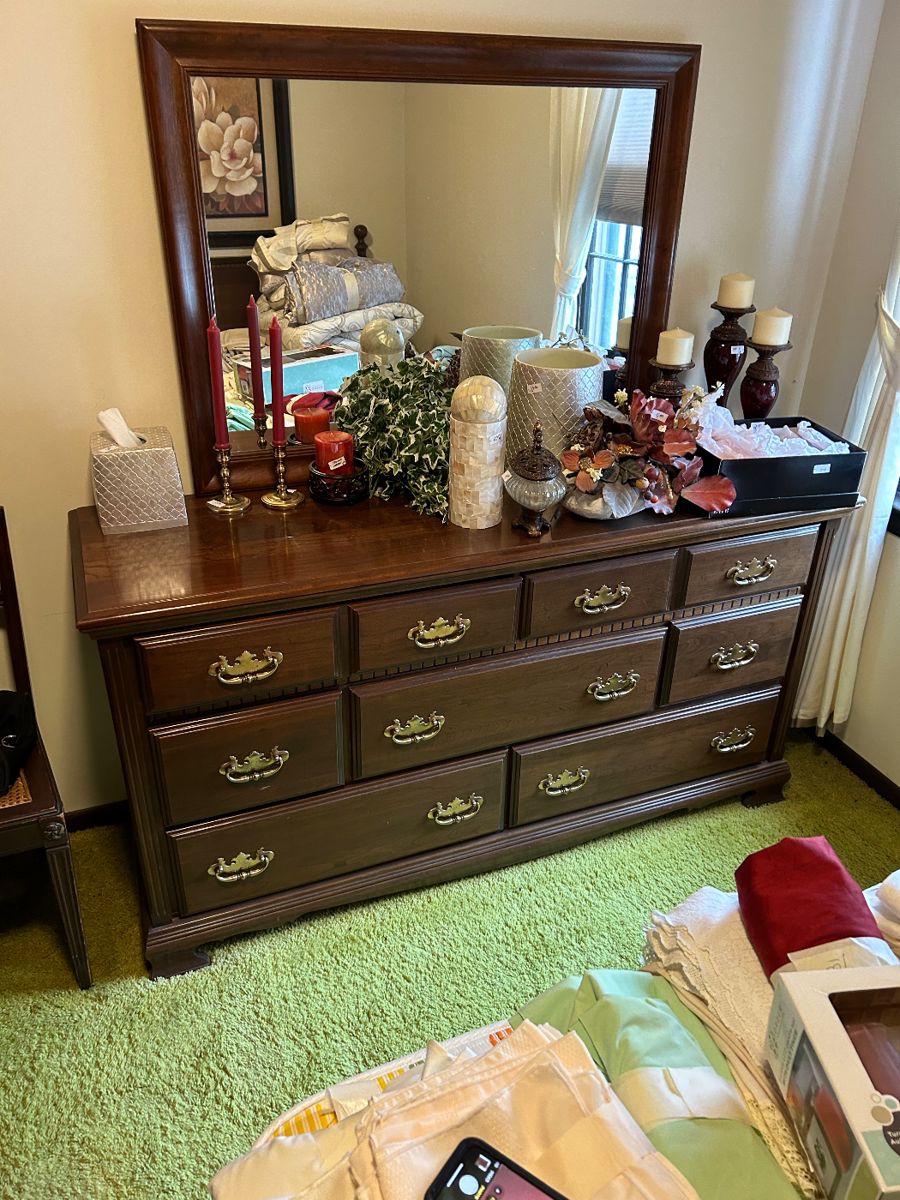 Guest bedroom set full/queen headboard only chest on chest,dresser and mirror full size mattress and box spring 