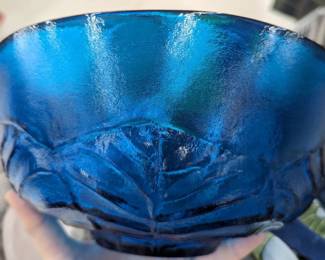 Heavy Blue glass bowl MCM