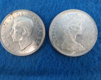 Lot 294. 1951 and 1966 Canadian silver dollars