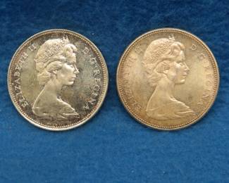 Lot 224. 1966 and a 1967 Canadian silver dollar