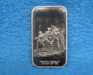 Lot 156. 1973 "Spirit of 76" one-ounce silver bar. .999 fine silver
