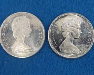 Lot 284. 1965 and 1967 Canadian silver dollars