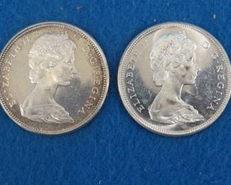 Lot 246. Two 1967 Canadian silver dollars