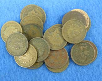Lot 9. Twenty Indian Head pennies
