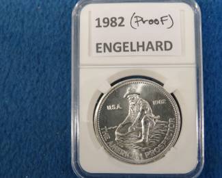 Lot 328. 1982 Engelhard American Prospector proof.  One troy ounce of .999 silver.