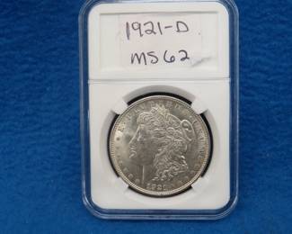 Lot 354. 1921 D Morgan silver dollar.  MS 62