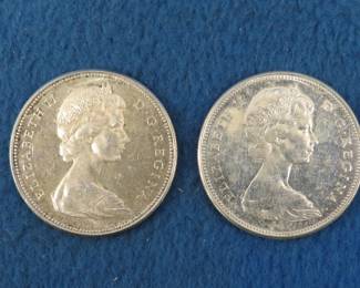 Lot 279. Two 1967 Canadian 80% Silver Goose dollars