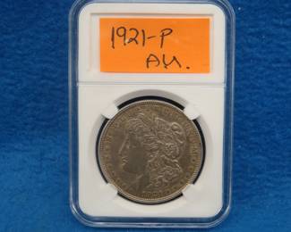 Lot 366. 1921 P Morgan silver dollar.  A.U.