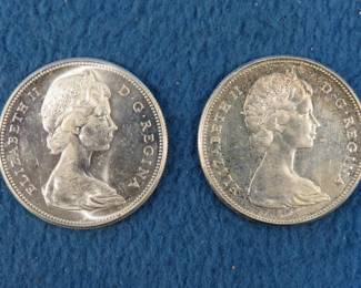 Lot 345. Two 1967 Canadian 80% silver goose dollars