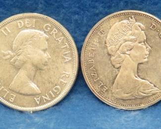 Lot 285. 1963 and 1965 Canadian silver dollars