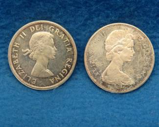Lot 295. 1963 and 1965 Canadian silver dollars