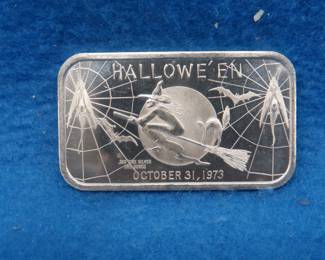 Lot 166. 1973 Halloween one-ounce silver bar.  .999 fine silver