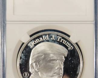 Lot 20. One troy ounce Donald Trump round .999 silver