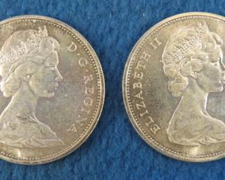 Lot 27. Two 80% Silver Canadian dollars