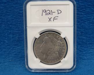 Lot 161. 1921 D Morgan silver dollar.  XF