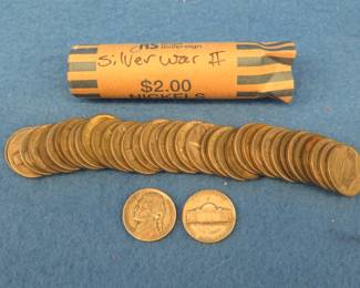 Lot 71. Roll of silver war nickels.  40 total.