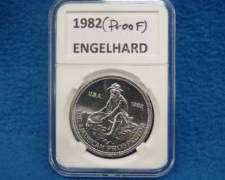 Lot 266. 1982 Engelhard American Prospector proof.  One troy ounce of .999 silver.