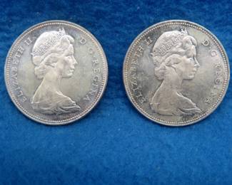 Lot 314. Two 1965 Canadian silver dollars