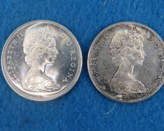 Lot 249. Two 1967 Canadian silver dollars