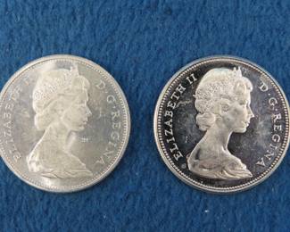 Lot 274. 1965 and 1967 Canadian silver dollars