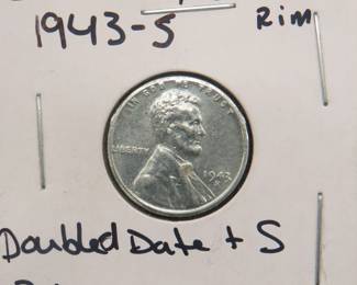 Lot 355. 1943 S Lincoln steel penny.  B.U.  M.S. with errors as shown