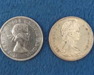 Lot 137. Two 80% silver Canadian dollars