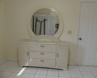 Art Deco "Chamois" Mirrored 3-Drawer/2-Door Dresser - 60" x 16" x 32" (67" with Mirror)