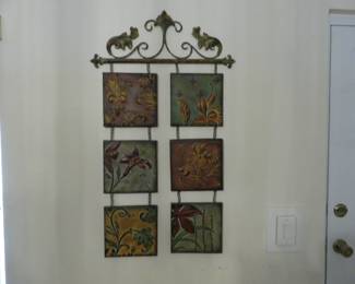 Vintage Deco 79 6 Relief Metal Suspended "Tile" Wall Hanging