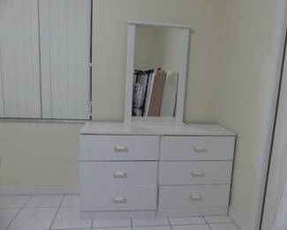 Mirrored 6-Drawer Dresser - White - 52" x 17" x 30" (67" with Mirror)