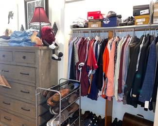 Master Closet: Shoes new and used, designer brand clothes, shoe rack