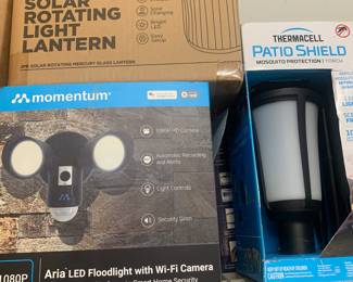 LED Flood Lights Wifi Camera New, Rotating Solar Powered Lantern, Patio Shield 