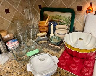 Bunt Pans, Cornflower Blue Casserole, Anchor Hocking Bakeware, Coasters, Mortar and Pestle, Nightlights