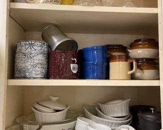 Fire King, Small Cast Iron Bean Pots, White Bake Dishes Crate & Barrel, Corning ware